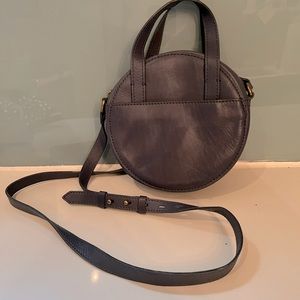 Madewell Round Blue Leather Crossbody with Top Handles